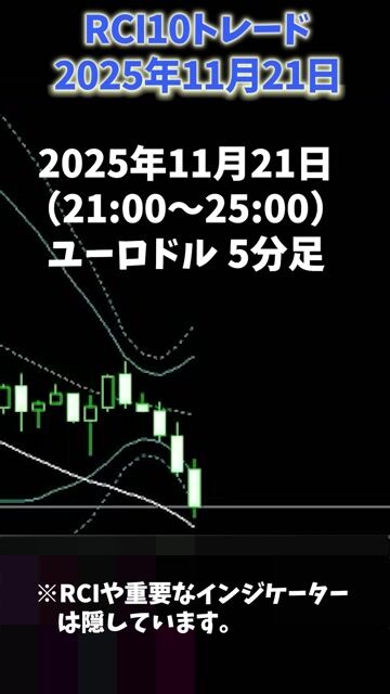 11月21日ユーロドルRCI10トレード結果　－新先読みRCI習得後に順張りマスターを修了した人が実践できるトレードです